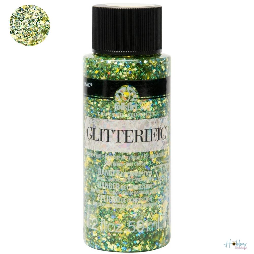 FolkArt Glitterific Paint Green / Pintura Acrílica con Glitter Acrìlicos Plaid