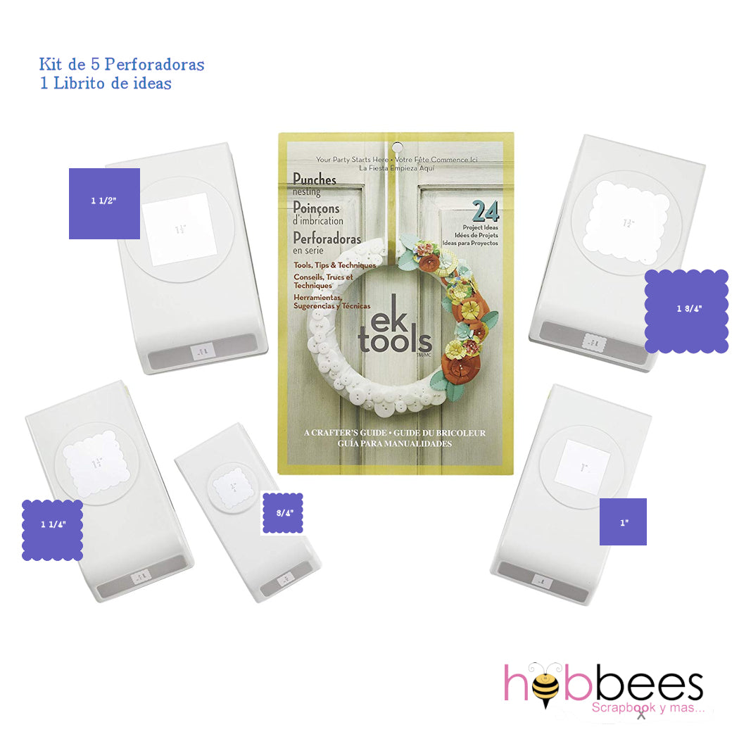 Squares Nesting Punch Kit / Kit de 5 Perforadoras de Cuadros Descontinuado Ek Success