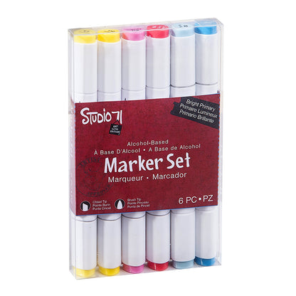 Studio 71 Alcohol Brush Markers Alcohol Brush Markers Bright Primary / Marcadores de Alcohol Tonos Brillantes Colores y Plumones Studio 71