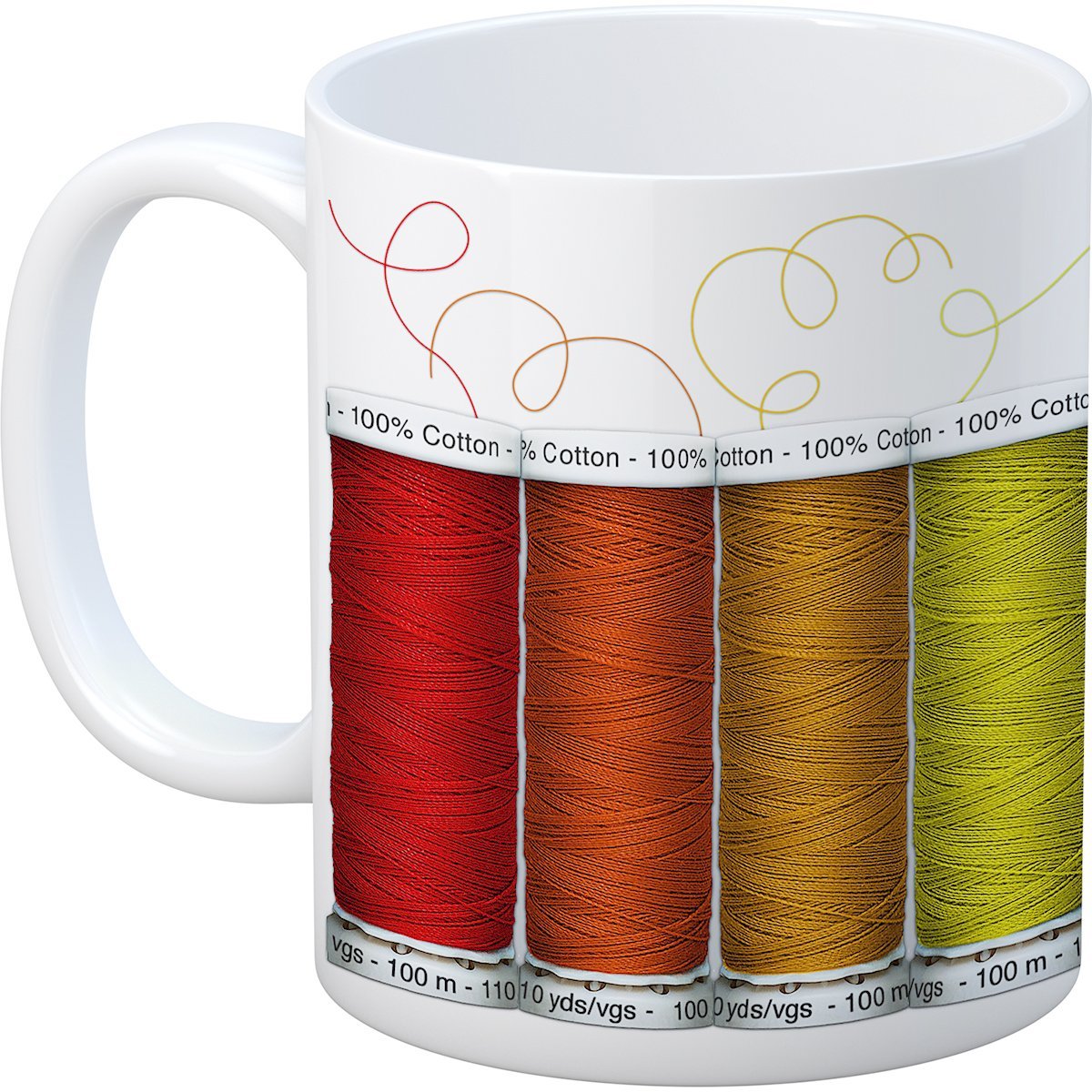 Happy Lines Quilt Ceramic Mug Spools Of Thread / Taza de Cerámica Carrete de Hilos