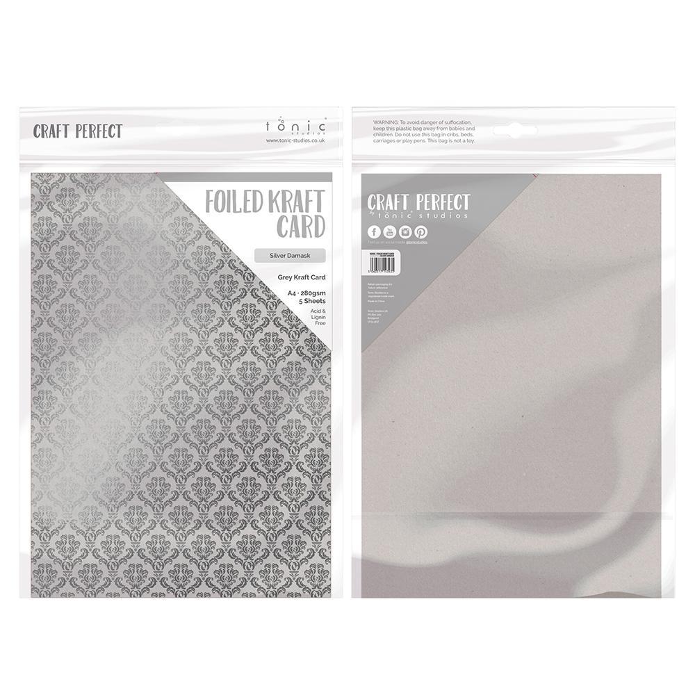 Foiled Kraft Paper Silver Damask / Papel Kraft Metalizado con Plateado Descontinuado Craft Perfect
