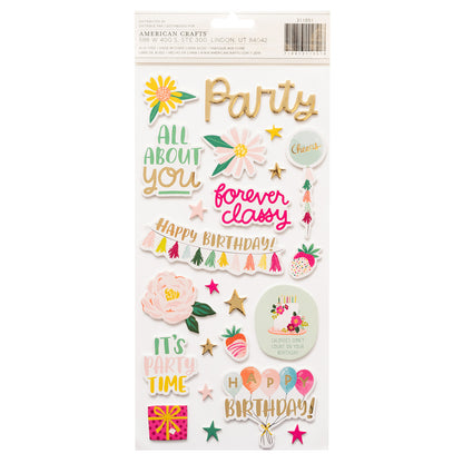 Cardstock Stickers Party Time / Estampas de Cartulina y Foamy Tiempo de Fiesta Descontinuado Pink Paislee