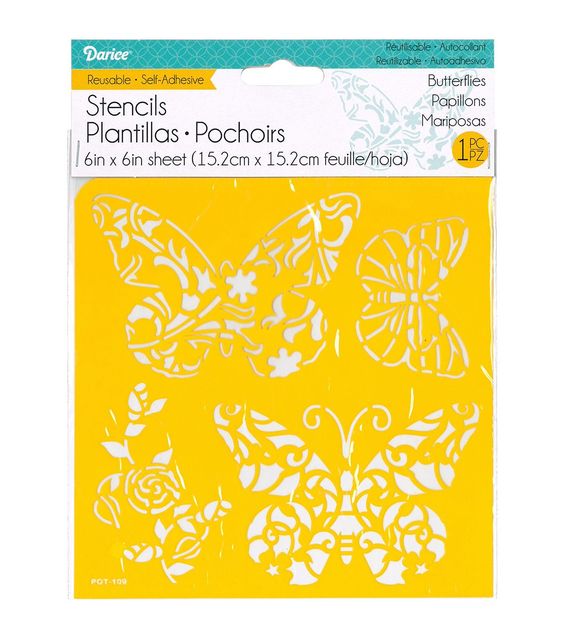 Self Adhesive Stencil Butterflies / Esténcil Autoadhesivo Mariposas Esténciles / Plantillas Darice