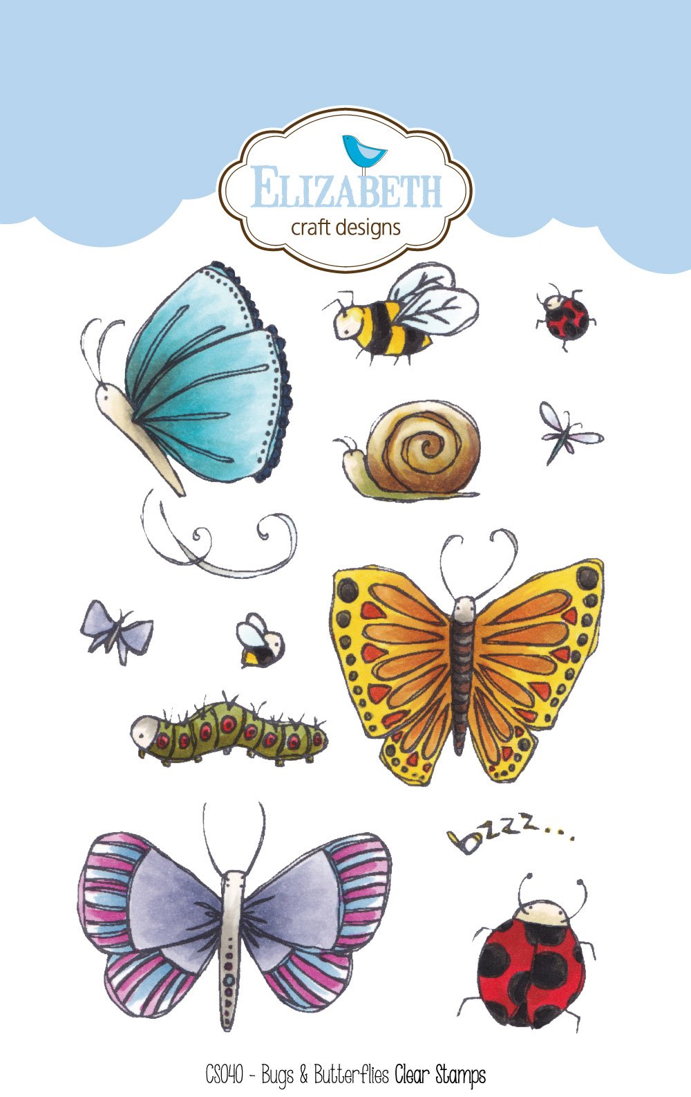 Bugs &amp; Butterflies Clear Stamps / Sellos de Polímero de Mariposas e Insectos Sellos Elizabeth Craft Designs