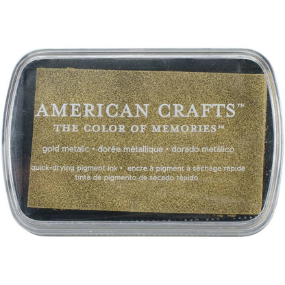 Gold Metallic Quick Drying Pigment Ink / Tinta para Sellos de Secado Rápido Dorado Descontinuado American Crafts