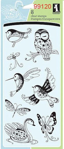 Sellos de Polímero Aves  / Patterned Birds &amp; Bugs 99120 Sellos Inkadinkado