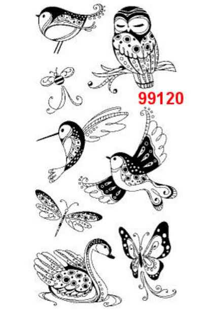 Sellos de Polímero Aves  / Patterned Birds &amp; Bugs 99120 Sellos Inkadinkado