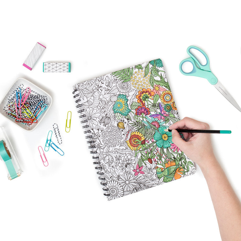 Adult Coloring Notebook Floral / Libreta de Notas Rayada Personalizable Agendas y Journals American Crafts