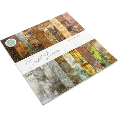 Metal Textures Paper Pack / Papel Doble Cara Textura de Metales Papel Craft Consortium