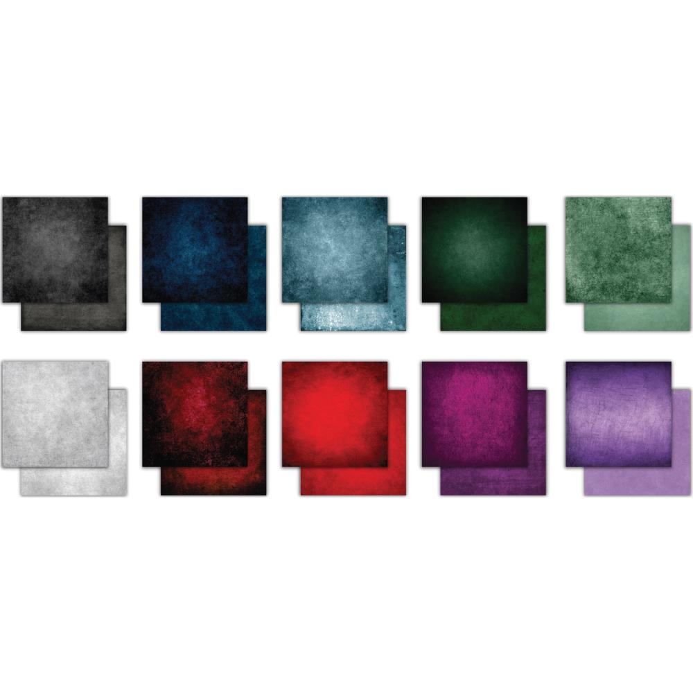 Grunge-Dark Tones Paper Pack / Papel Doble Cara Tonos Oscuros Descontinuado Craft Consortium