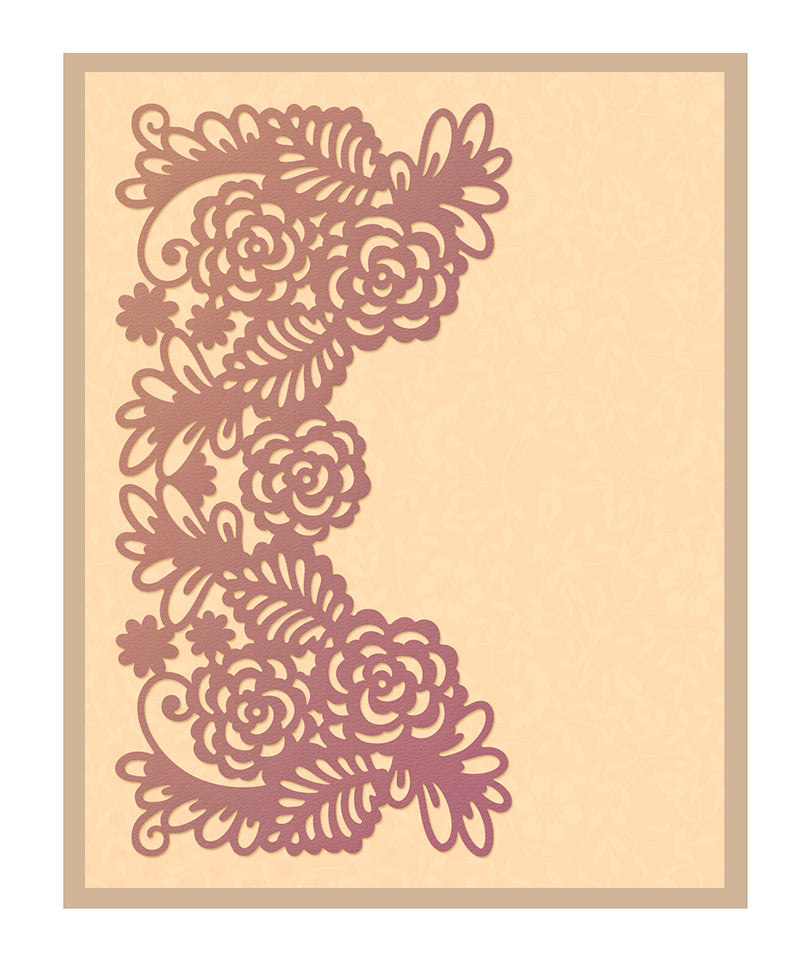 On the Edge Rosey Ferns Footer Die / Suaje de Borde de Rosas Descontinuado Couture Creations