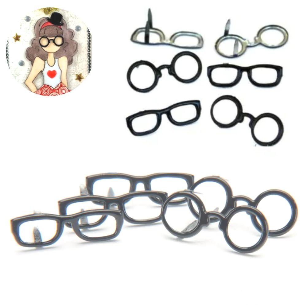 12 Black Glasses Brads / Sujetadores Lentes Negros Adornos / Embellishments Eyelet Outlet