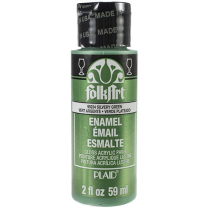 Enamel Paint Metallic Silvery Green / Pintura Acrílica de Esmalte Metálica Verde Esmaltes Folk Art