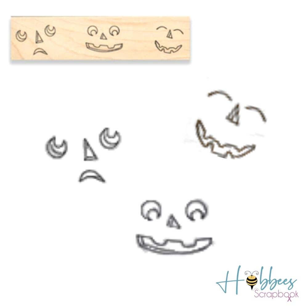 Jack O Lantern Faces Rubber Stamp / Sello de Goma de Caritas para Halloween Sellos Memory Box