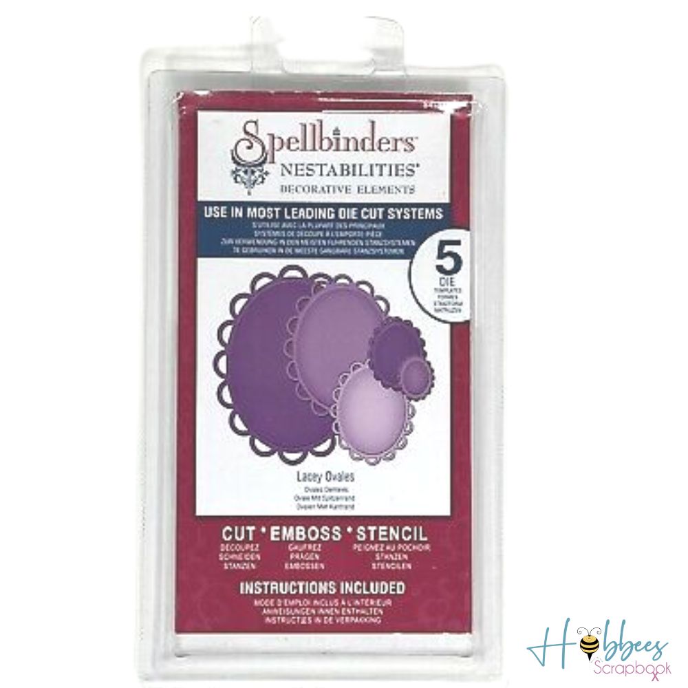 Lacey Ovales Dies and Emboss / Suaje y Realce Ovalos con Encaje Descontinuado Spellbinders