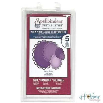Lacey Ovales Dies and Emboss / Suaje y Realce Ovalos con Encaje Descontinuado Spellbinders
