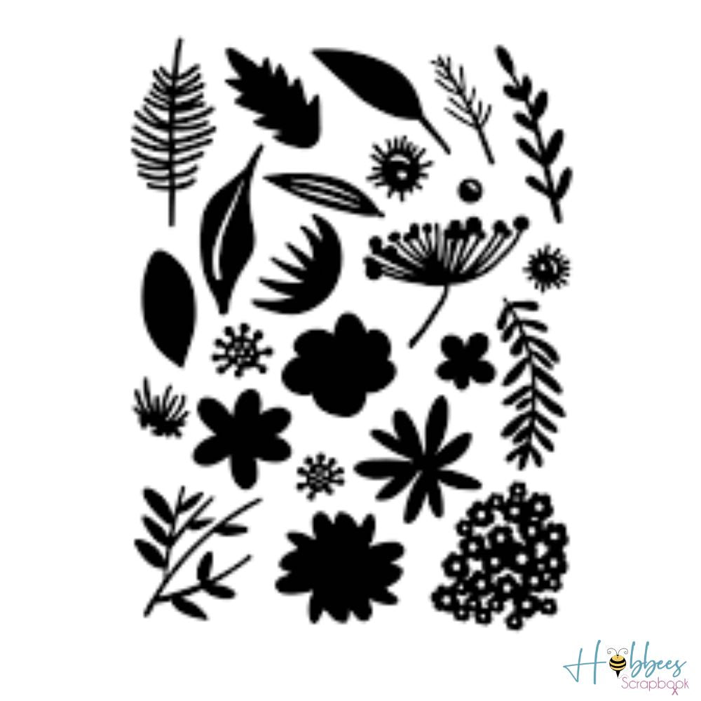 Tim Holtz Script Coutout Floral Cling Foam Stamps / Sellos de Flores y Hojas Descontinuado Tim Holtz