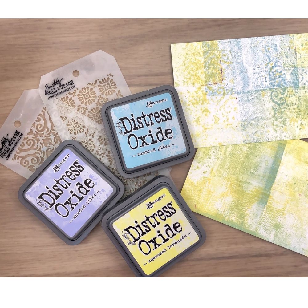 Tim Holtz Distress Oxide Tumbled Glass / Cojin de Tinta Efecto Vidrio Azulado Tintas Ranger