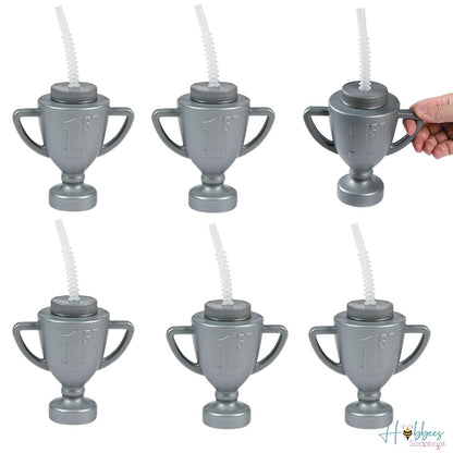 Cups with Lid Trophy / 6 Vasos de Trofeo con Popote Descontinuado Novelty
