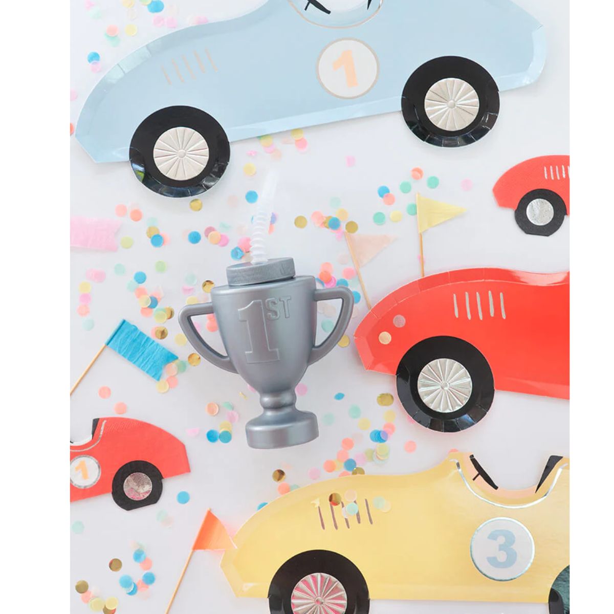 Cups with Lid Trophy / 6 Vasos de Trofeo con Popote Descontinuado Novelty