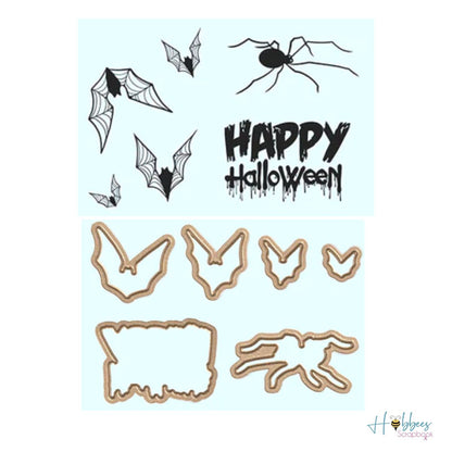 Happy Halloween Dies &amp; Stamps Set / Suajes de Corte y Sellos de Halloween Dados de Corte / Suajes / Troqueles Spellbinders