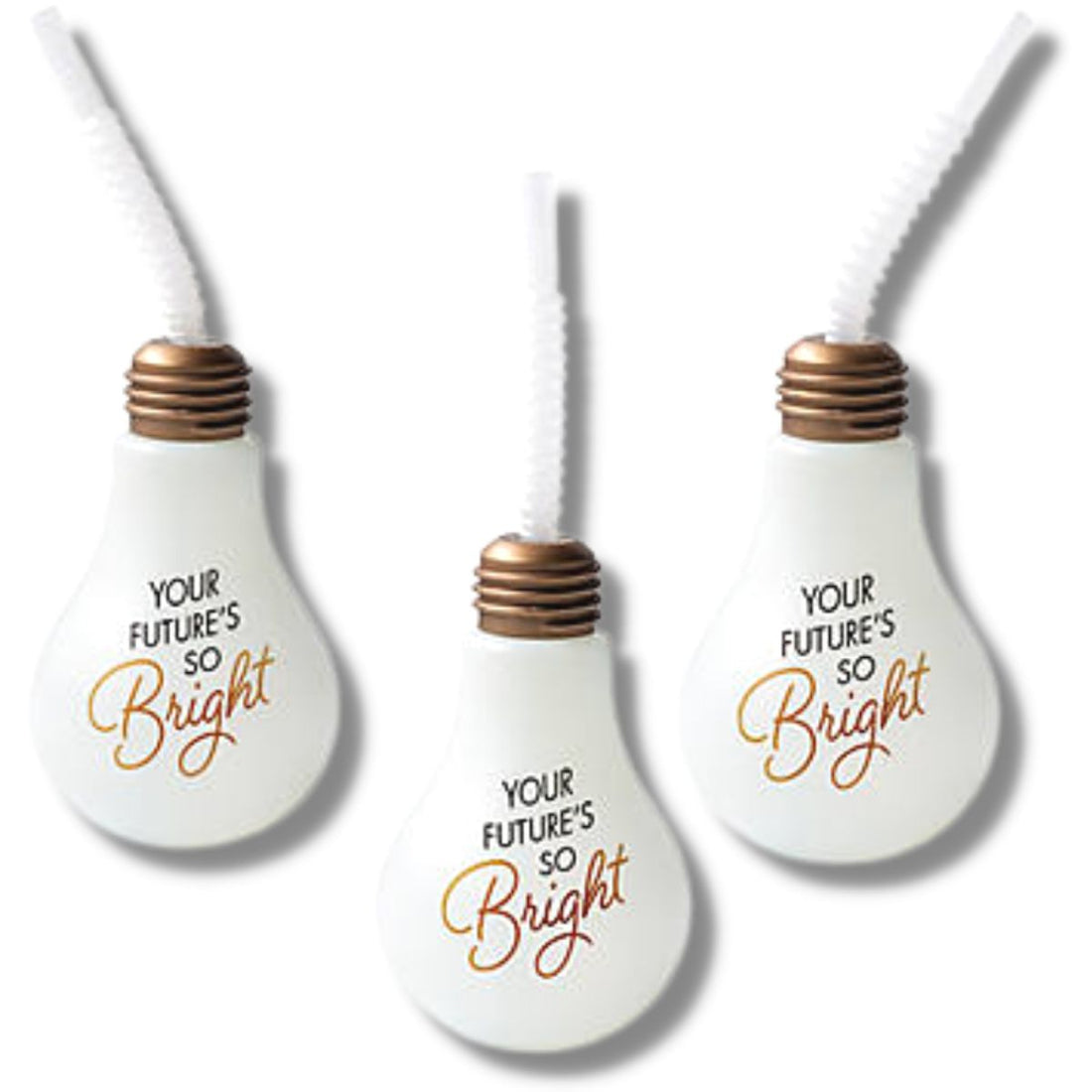 Grad Lightbulb Cups with Lids &amp; Straws  / 6 Vasos de Bombillo con Popote Fiestas Novelty