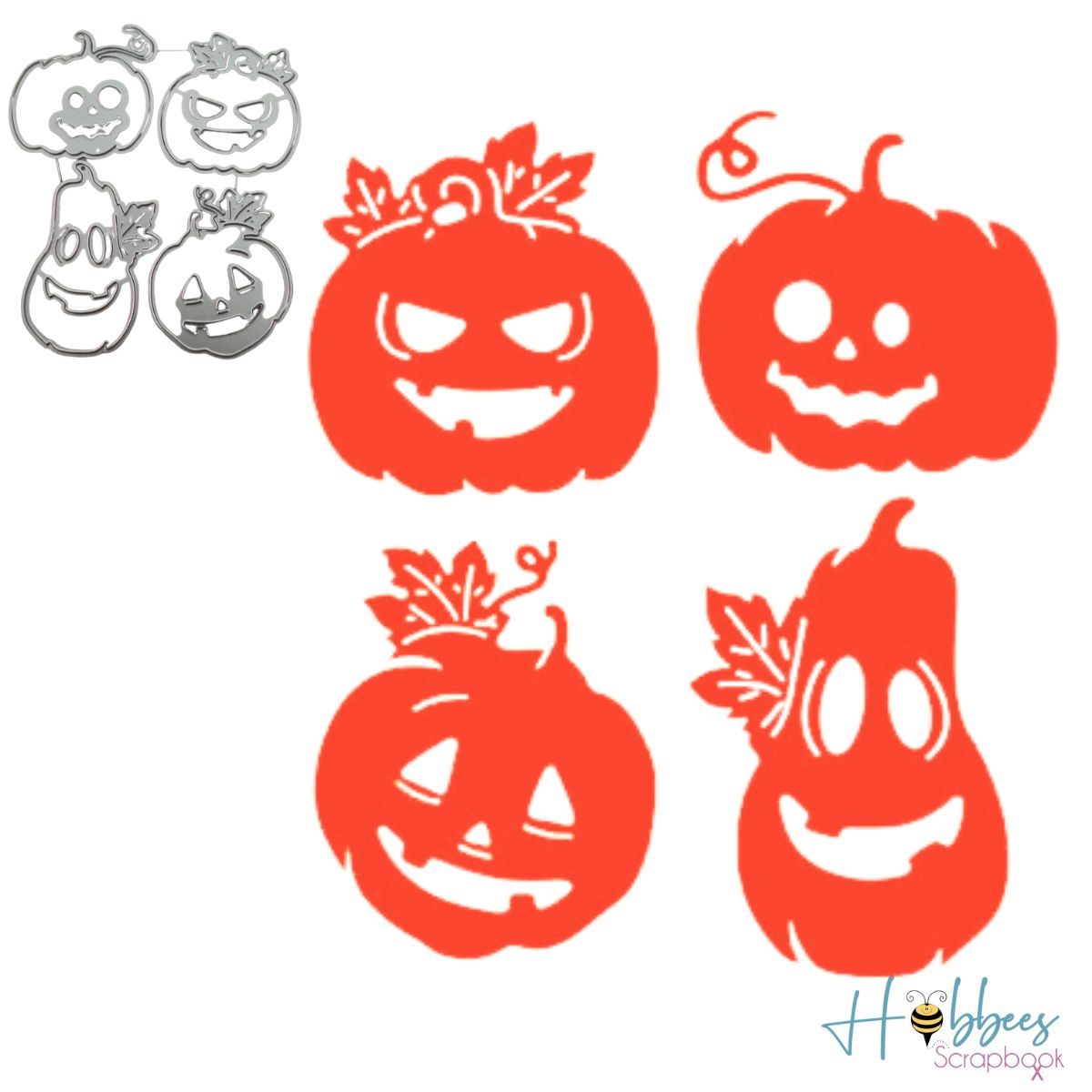 4 Suajes de Calabazas de Halloween Dados de Corte / Suajes / Troqueles Hobbees