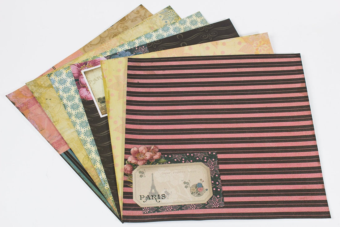 Le Tres Chic Cardstock Stack / Block de 48 Hojas con Motivos de Paris Papel DCWV