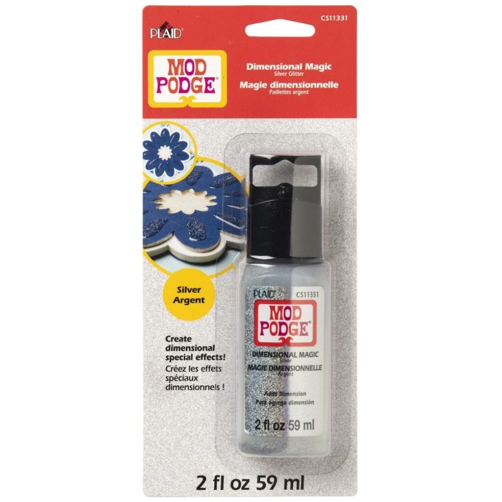 Mod Podge Dimensional Magic Glitter Silver / Pegamento Para Agregar Dimensión Plata Adhesivos / Pegamentos Plaid