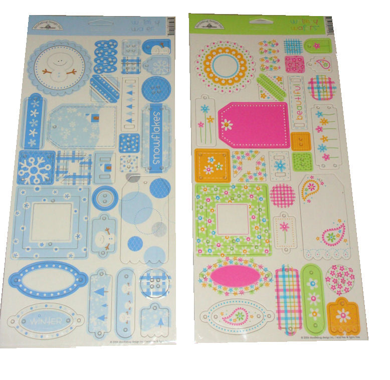 Whimsy Waffers Chipboard Stickers / Etiquetas Adhesivas Gruesas Toda Ocasion Stickers Descontinuado