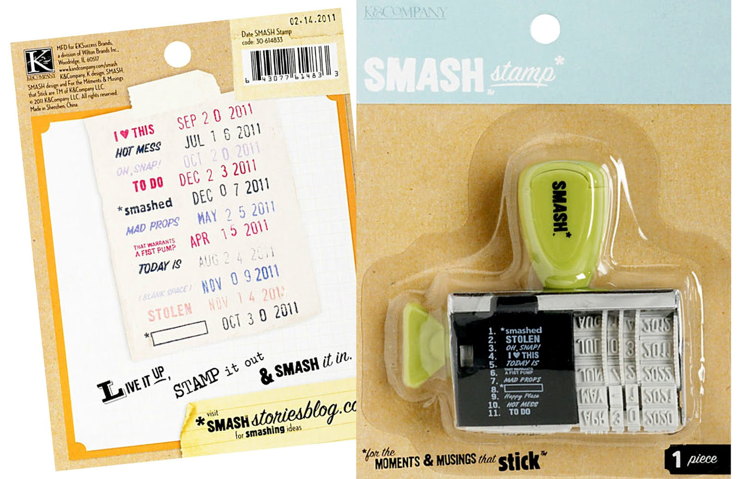 Smash Stamp / Sello Fechador con Frases Descontinuado K &amp; Company