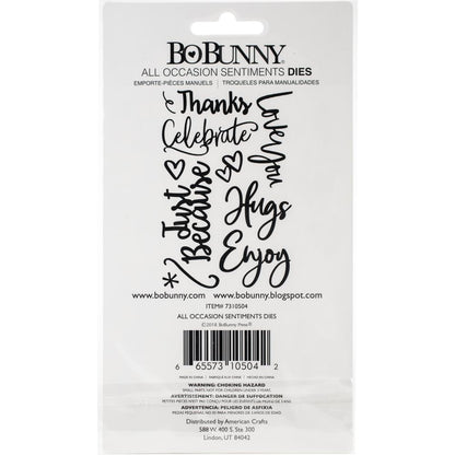 All Occasion Sentiments Dies / Suajes de Frases para Toda Ocasión Dados de Corte / Suajes / Troqueles BoBunny