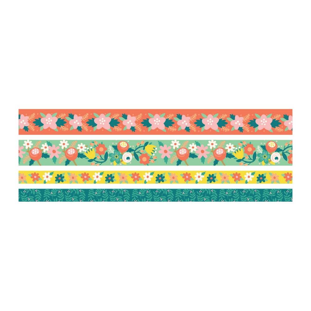 Washi Tape Bright Floral / 4 Cintas Adhesivas Florales Descontinuado We R Memory Keepers
