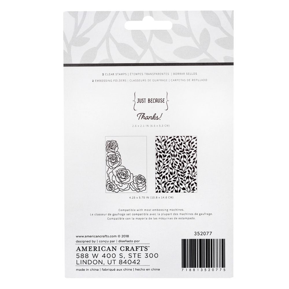 Just Because Embossing Folder / Folder de Grabado y Sellos Por que Sí Descontinuado American Crafts