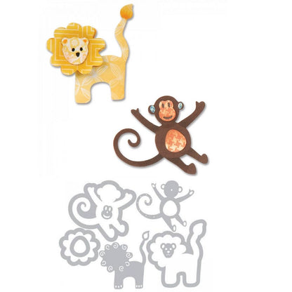 Thinlits Die Set Lion and Monkey / Set de Suajes de León y Chango Descontinuado Sizzix