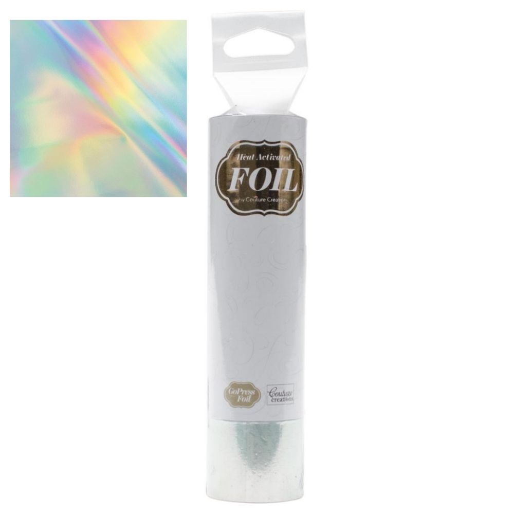 GoPress Heat Activate Foil Silver Iridescent / Rollo de Papel Metalizado Plata Iridescente Descontinuado Couture Creations