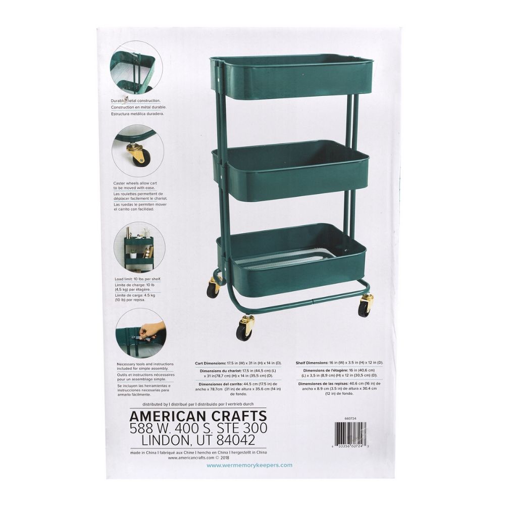A La Cart Emerald Green / Carrito Organizador Verde Descontinuado We R Memory Keepers