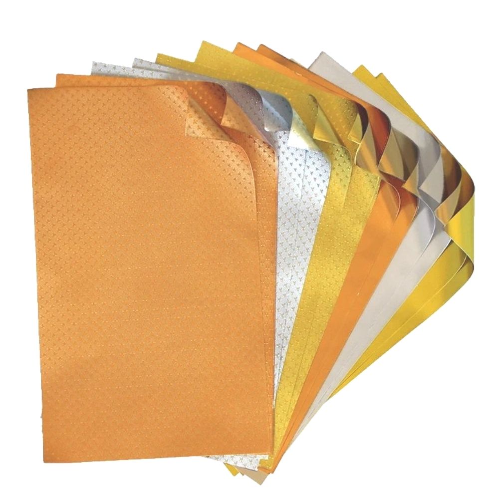 Metallics Foiled Papers 4"x6" / 12 Hojas de Papel Tipo Alumino Doble Cara Metálicos