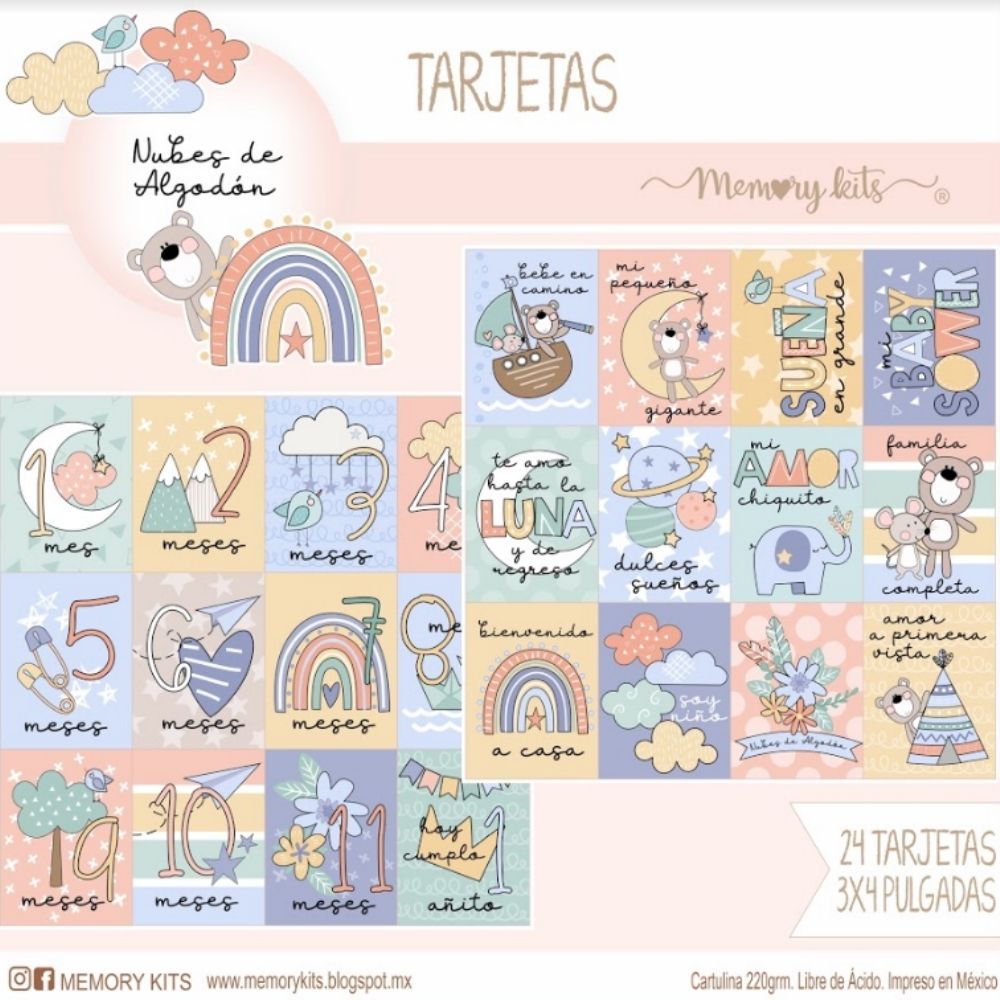 Kit de Papel Cartulina Nubes de Algodón Niños Papel Memory Kits