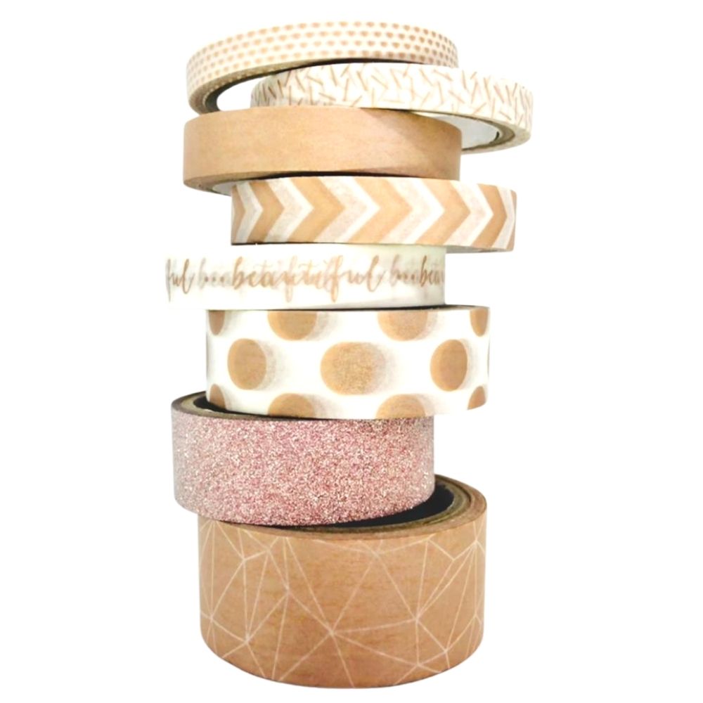 Beautiful Rose Gold Washi Tape / 8 Cintas Washi Oro Rosa Washi Tape American Crafts