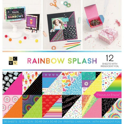 Rainbow Splash Foil Paper 12&quot; / Block de Papel Doble Cara Arcoirirs Papel DCWV