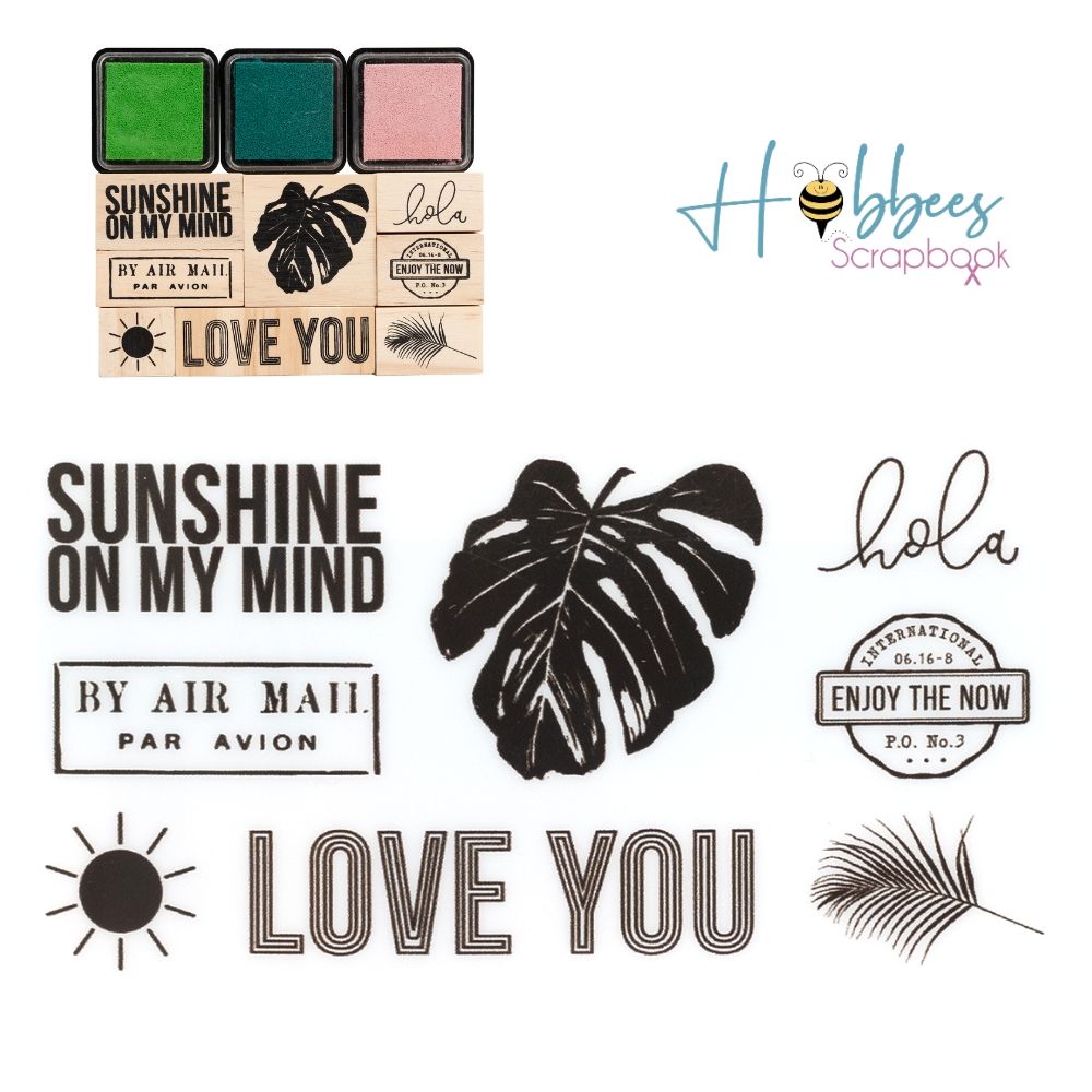 Wooden Stamp &amp; Ink Pad / Sellos y Tintas Descontinuado American Crafts