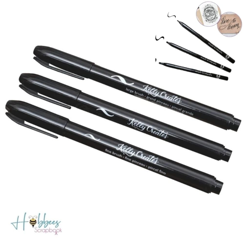 Black Brush Pen Set Markers / 3 Marcadores Negros