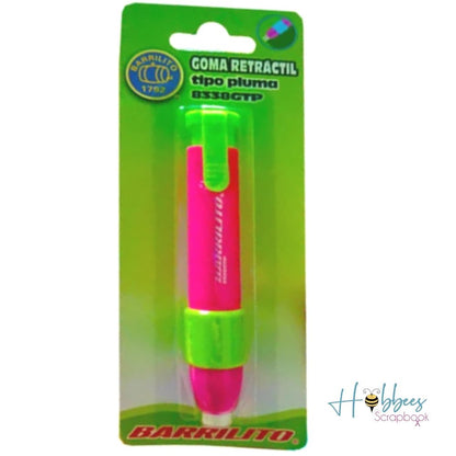 Goma para Borrar Retráctil Tipo Pluma  Barrilito