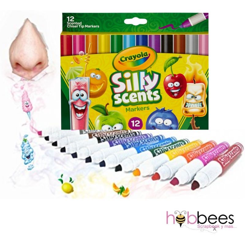 Silly Scents Wedge Tip Washable Markers / 12 Marcadores Lavables Perfumados Marcadores &amp; Plumones Crayola