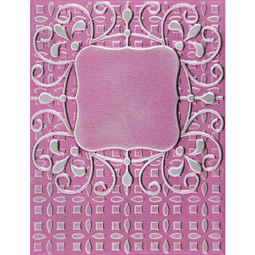 Ornate Labels One Unique 3D Embossing Folder / Folder 3D Etiqueta Adornadas Descontinuado Spellbinders