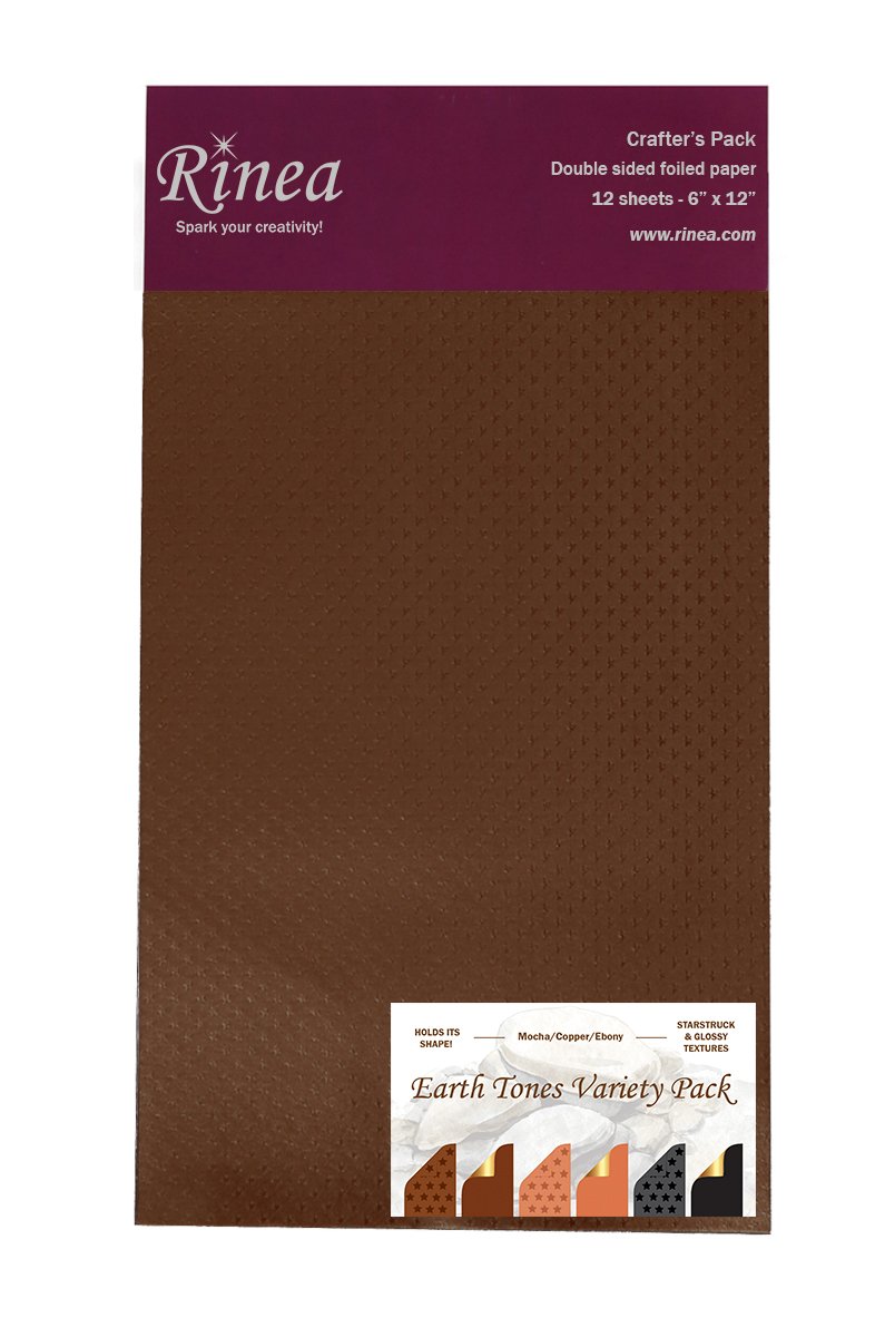 Earth Foiled Papers 6"x12" / 12 Hojas de Papel Tipo Alumino Doble Cara Tierras Descontinuado Rinea