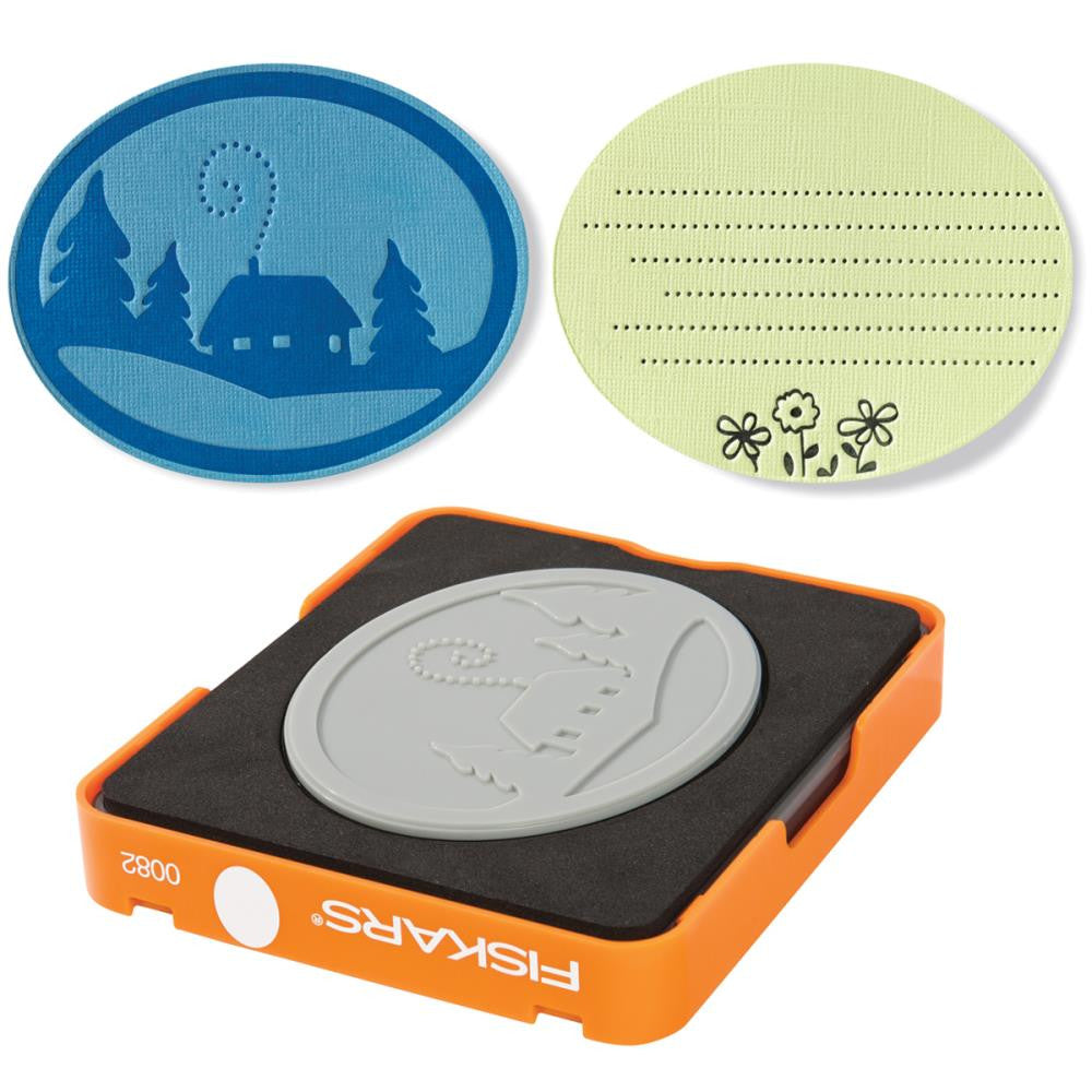 Oval Die Cut and Letterprss Set / Suaje y Prensa de Ovalo Dados de Corte / Suajes / Troqueles Fiskars