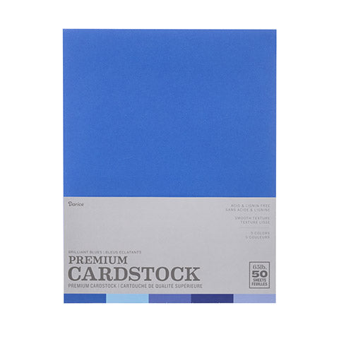 Brilliant Blues Cardstock  / 50 Hojas de Cartulina en Azules T. Carta Descontinuado Core&