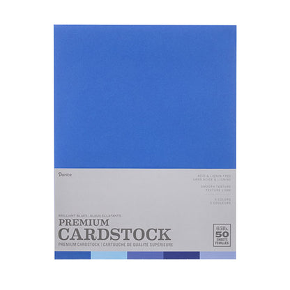 Brilliant Blues Cardstock  / 50 Hojas de Cartulina en Azules T. Carta Descontinuado Core&